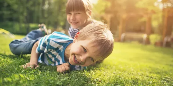 kid in lawn